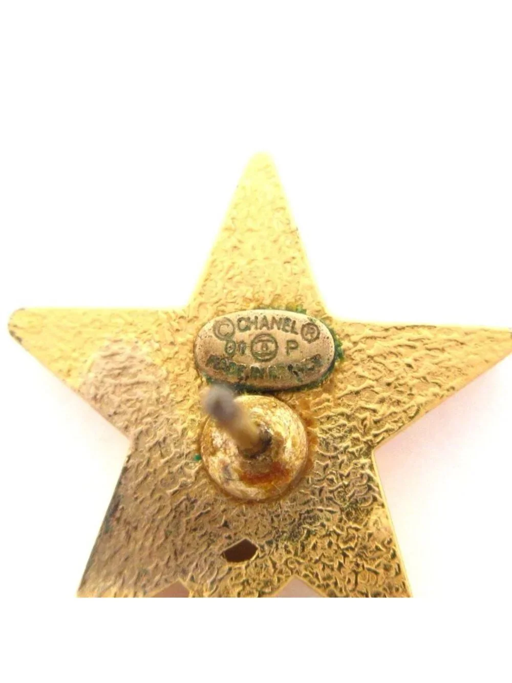Chanel Earrings CC Logo Gold Black Star